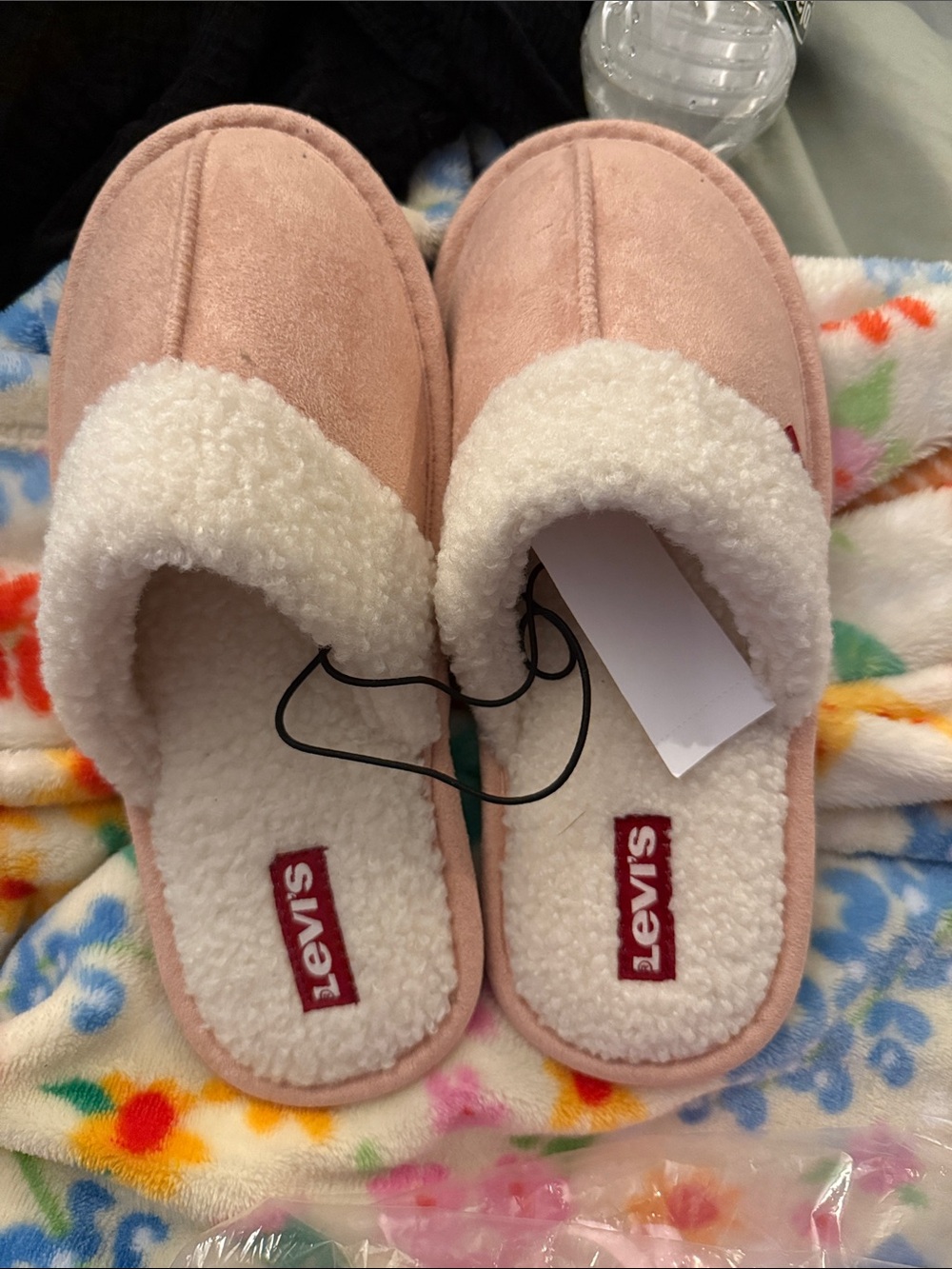 Levi's Blush Pink Sherpa Slip-On Slippers